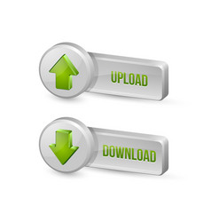 three dimensional download and upload buttons vector