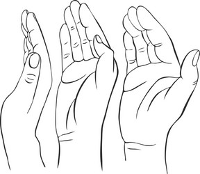 Three Hands with Open Palms vector image