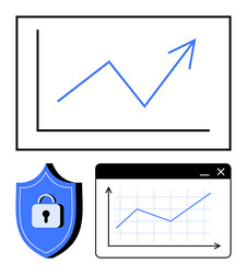 data security concept with rising graph and shield vector image