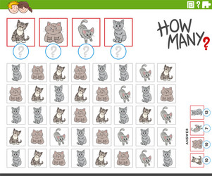 how many cartoon cats animal characters counting vector image