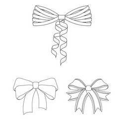 multicolored bows outline icons in set collection vector image