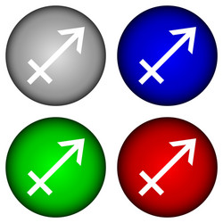 set buttons with sagittarius symbols vector image