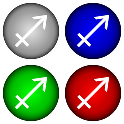 Set buttons with sagittarius symbols vector