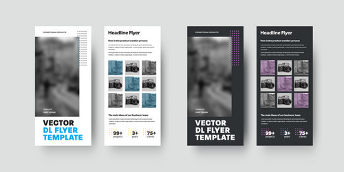 set dl flyers template with design and arrows vector image
