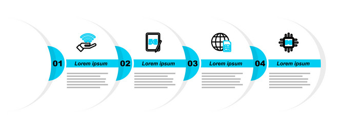 Set line processor 5g network graphic tablet vector