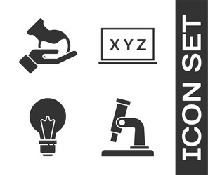 set microscope test tube and flask light bulb vector image