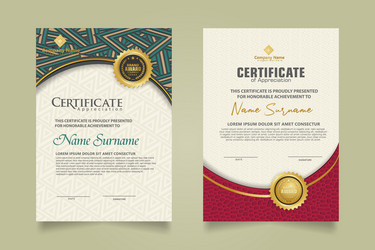 set modern certificate template with dynamic vector image