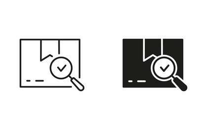 carton box with checkmark and magnifier checked vector image