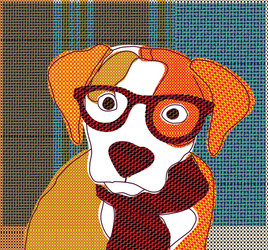 Dog portrait pappy in glass patchwork vector