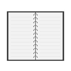 open notebook with spiral and blank lined paper vector