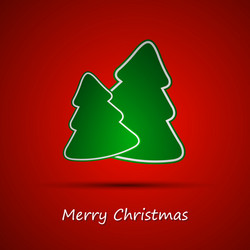 Simple christmas tree on red background vector