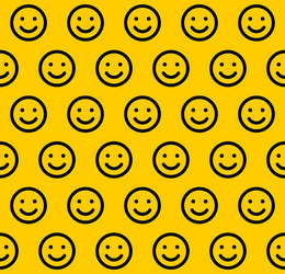 Smiling Face Pattern - Yellow Background vector image