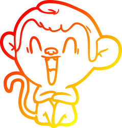 warm gradient line drawing cartoon laughing monkey vector