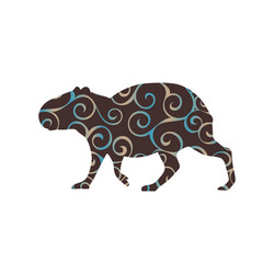 Capybara rodent mammal color silhouette animal vector