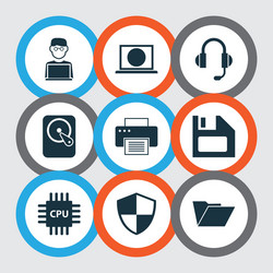 computer icons set collection of printing machine vector image