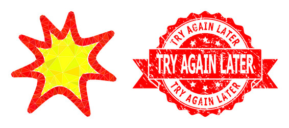 grunge try again later seal and exploding boom low vector image