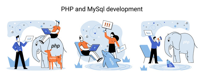 Php and mysql development software website Vector Image