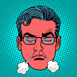 Retro emoji anger rage emotions male face vector