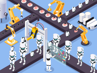 robots assembly line composition vector image