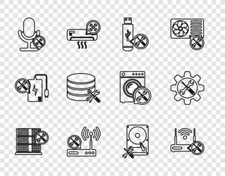 set line database server service router wi-fi vector image