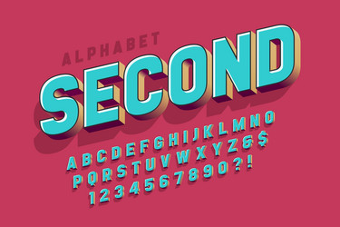 original 3d display font design alphabet letters vector image