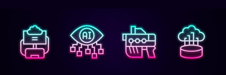 set line cloud database computer vision vector image
