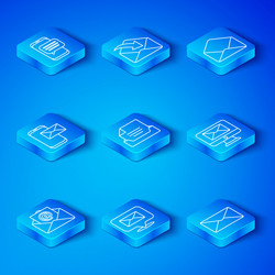 set line mail and e-mail drawer with document vector image