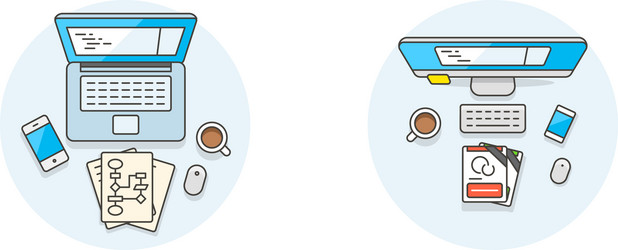set of multicolor computer programming icons vector image