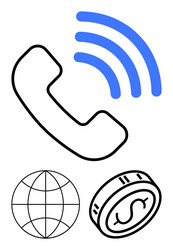 communication elements with phone receiver global vector image