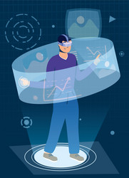 man using augmented reality technology vector image
