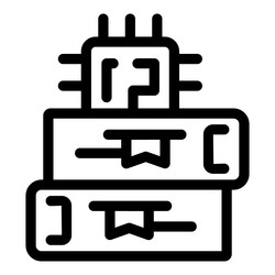 microchip standing on books symbolizing artificial vector image
