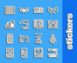 set line robot printed circuit board pcb 3d vector image