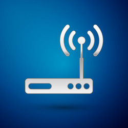 Silver router and wi-fi signal symbol icon vector