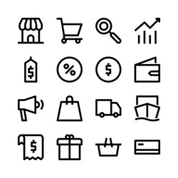 simple set e-commerce line icons contains cart vector image