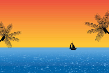 Tropical Beach Sunset Vector Image