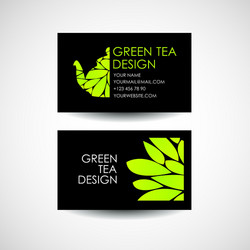 Green tea logo template business card design vector