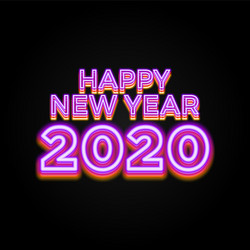 Neon 2020 New Year Celebration Vector Image