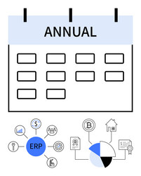 annual calendar with erp system and financial data vector image