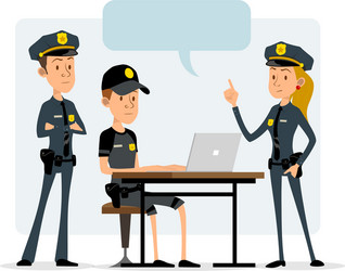 cartoon flat police officers funny characters vector