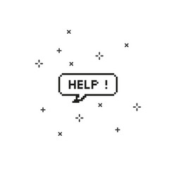 help in speech bubble 8 bit pixel art vector