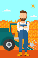 man standing with combine on background vector image