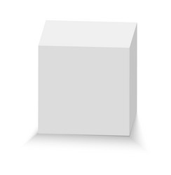 white cube 3d abstract box with shadow geometric vector image