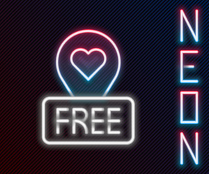 glowing neon line map pointer with heart icon vector image