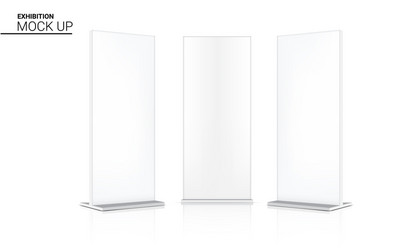 mock up realistic roll banner kiosk display 3d vector image