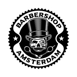 barbershop logo template with a skull in top hat Vector Image