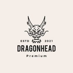 Dragon Head Line Art Logo Vector Image