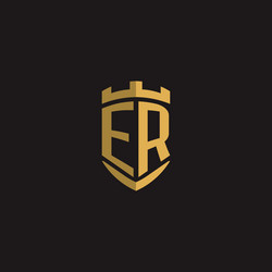 initials er logo monogram with shield style design vector image