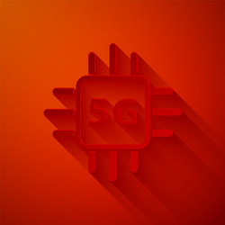 paper cut computer processor 5g with microcircuits vector image
