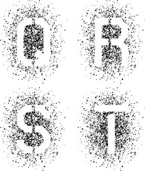 stencil angular spray font letters q r s t vector image