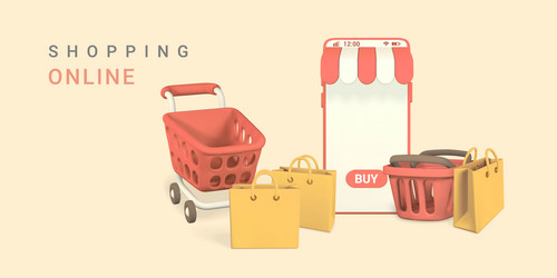 3D Mobile Phone Shopping vector image